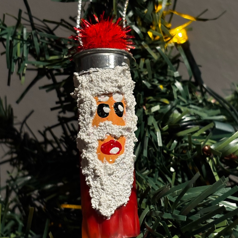 One of a kind Louisiana Shotgun Shell Festive Santa Christmas Ornament